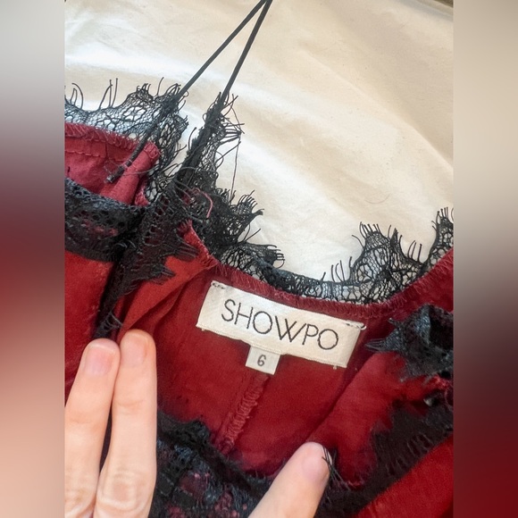 Showpo. - Deep Red Spaghetti Strap Lace Camisole - Size 6 (Fits Like a 2) - Picture 3 of 4